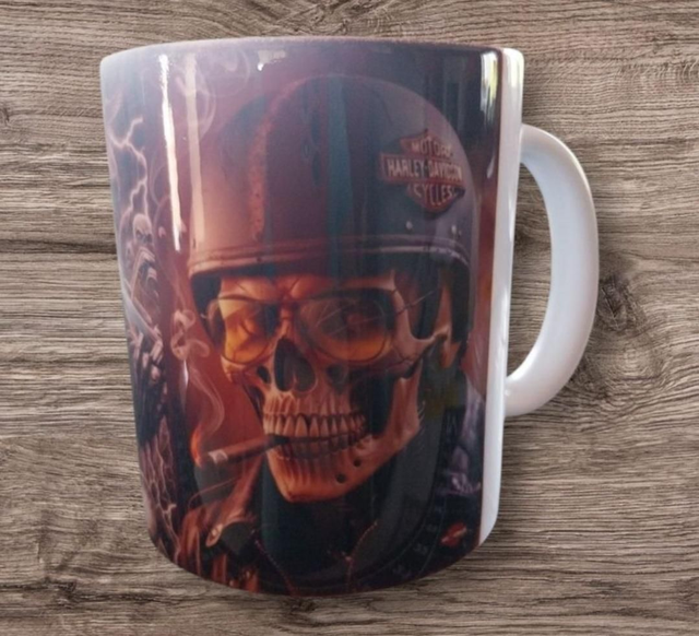 Mug tête de mort,  motard 