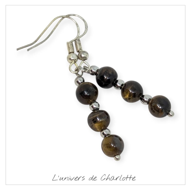 Boucles d&#039;oreilles &quot;Oeil de tigre&quot; BO-086