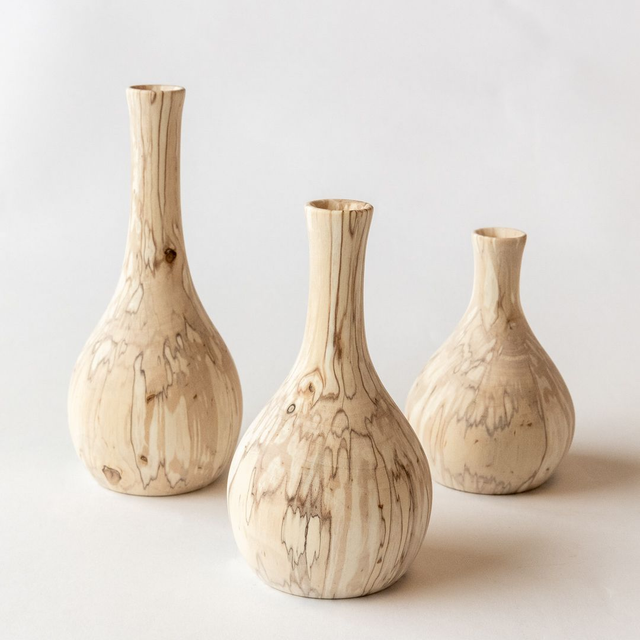 Budvases. Set of 3. Spalted birch