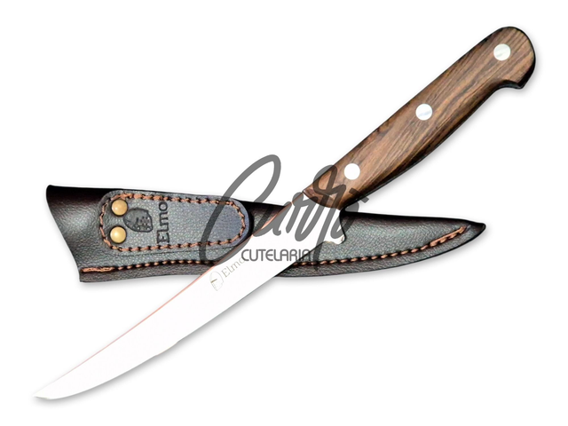 Faca Fileteira Elmo Aço Inox Madeira De Lei 7 Pol Bainha