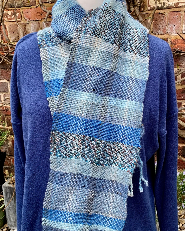 Handwoven Denim Blues Scarf - Unisex