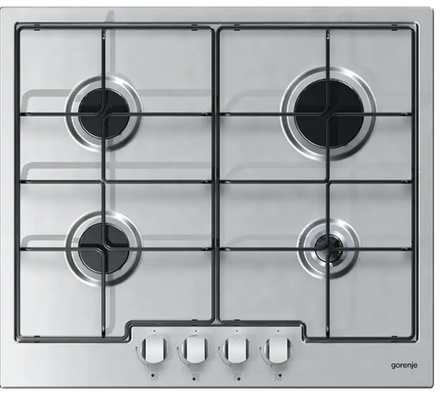 Gorenje G6N4AX Built-In Gas Hob, 4 Burners, 60 cm, Stainless Steel 