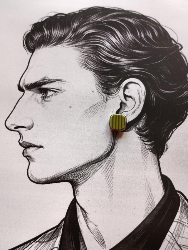 Boucles d'oreilles simples carrées - faïence italienne et laiton - no.1
