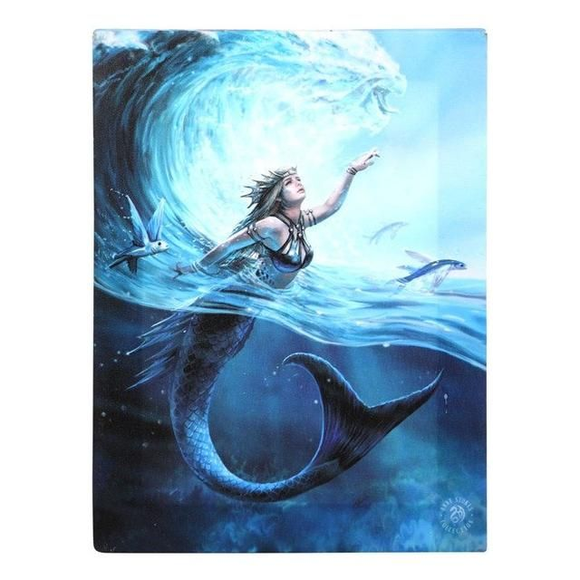 19x25cm Water Element Sorceress Canvas Plaque By Anne Stokes