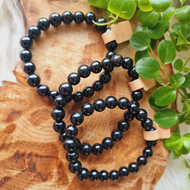 Obsidian 8mm Beaded Bracelet 