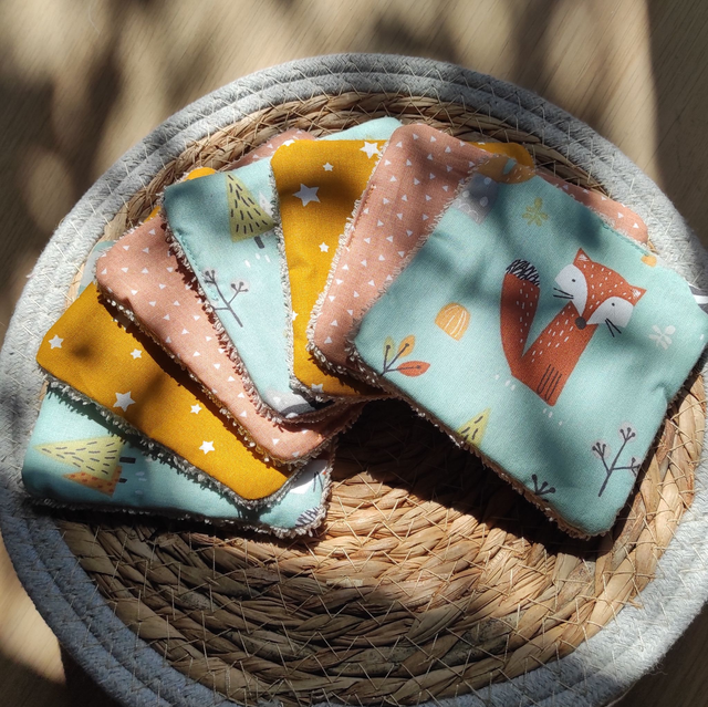 Lingettes lavables "Animaux de la forêt"