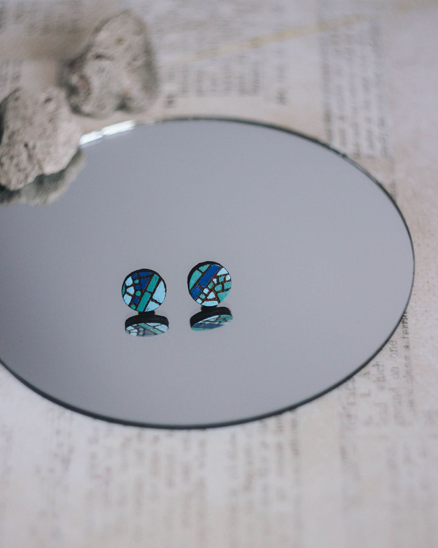 Kolczyki sztyfty z mozaiką