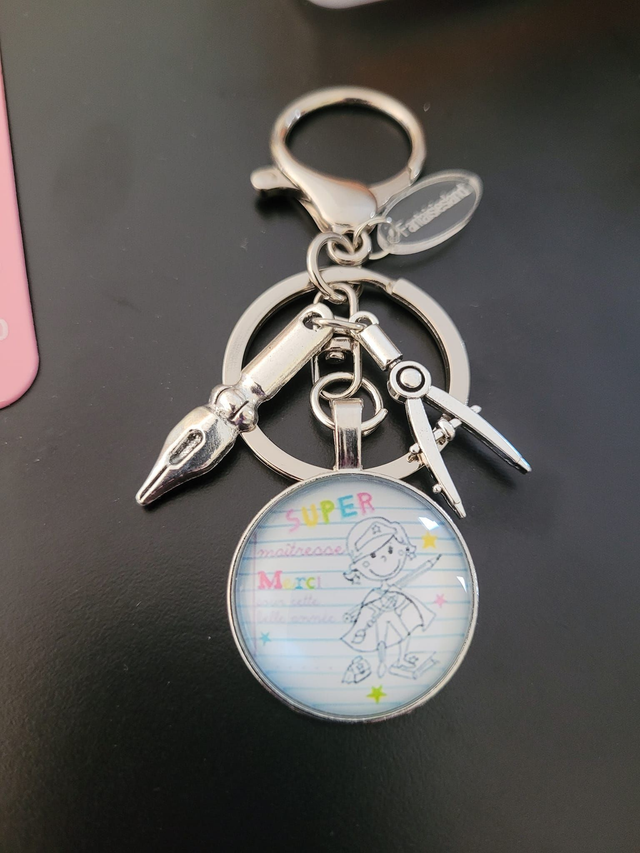 Trio Accroche-clés argenté Super Maîtresse Merci Fantaisiesland , Miroir &amp; pochette