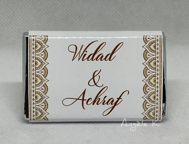 Lot de 10 mini chocolats personnalisés modèle contour henné