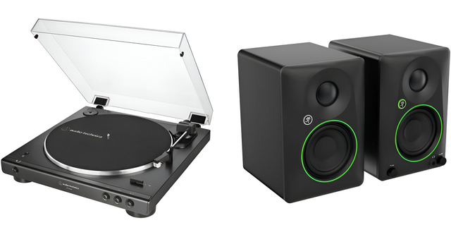 Kit de tocadiscos Audio-Technica Consumer AT-LP60XBT-BK y altavoz Bluetooth Mackie CR3.5BT (negro)