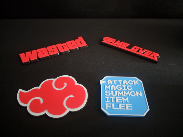 Set de 4 magnet akatsuki, game over, wasted, ATTACK MAGIC SUMON ITEM FLEE