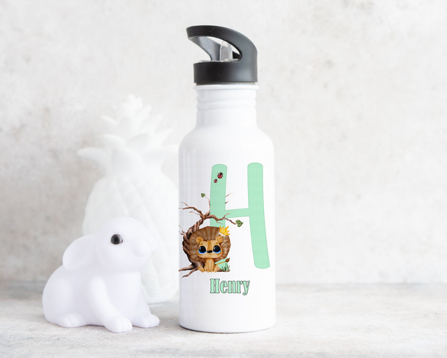 Personalised Lion Initial Water Bottle 