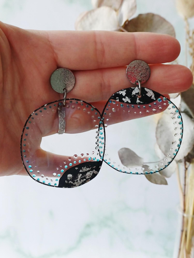 " Ice " Boucles d'oreilles verres de lunettes 