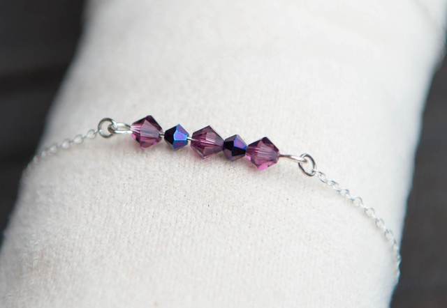 Bracelet en cristal rose violet