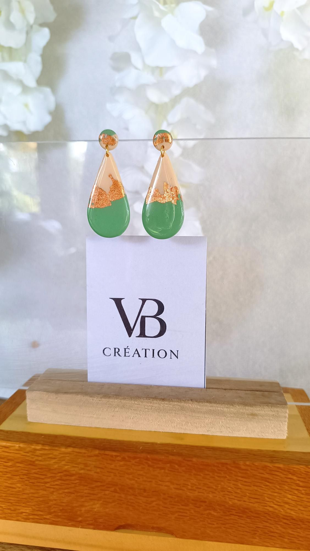 Grandes gouttes beiges kaki dorées 