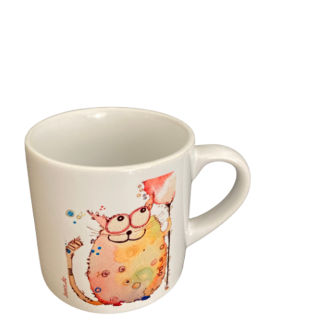 Keramiktasse "Katze mit Ballon"