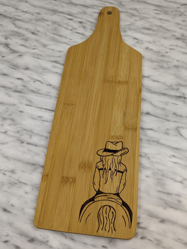 Bamboo paddle 'RIDE EM' COWGIRL'