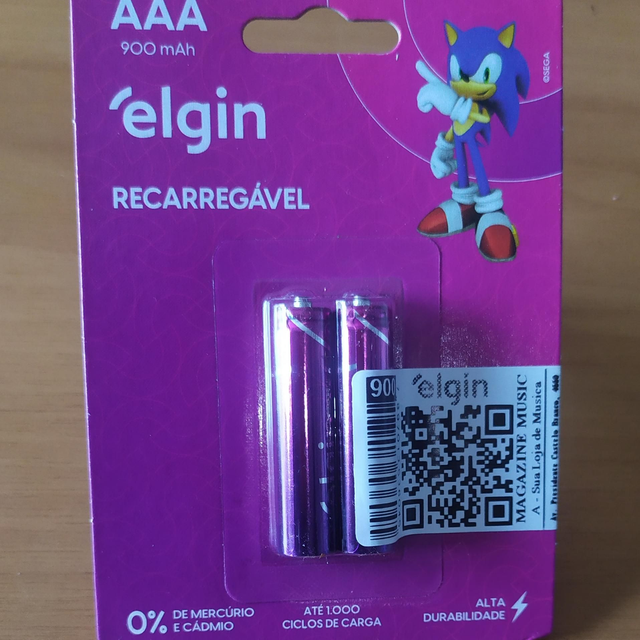 900 - Pilha Recarregável AAA Elgin 900mAh c/2