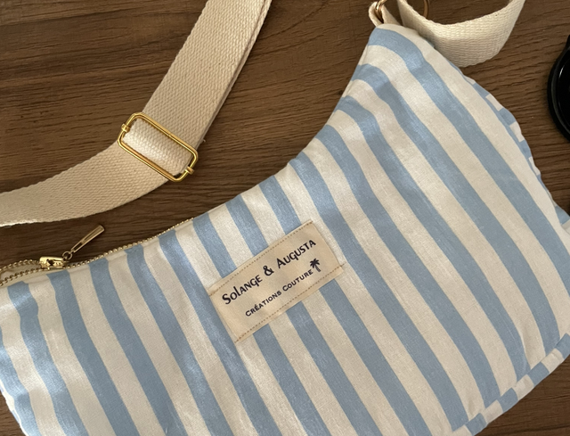 Sac baguette rayé bleu 