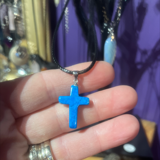 Blue Howlite Cross Pendant