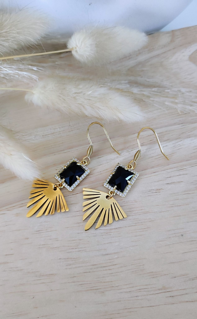 Boucles d'oreilles "Éclat" Obsidienne