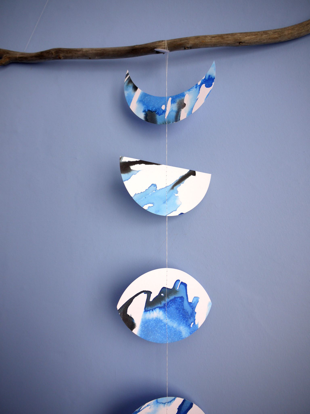 Cold Moon phases ink wall hanging - WINTER // DARK // DECEMBER