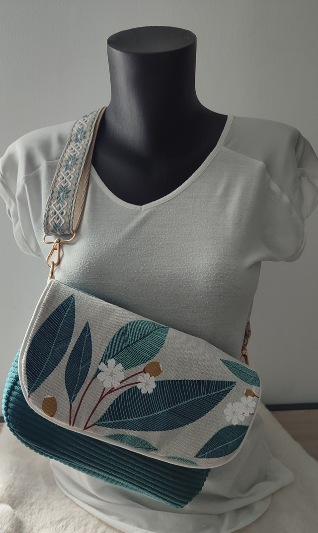 Sac pink pearl &quot;émeraude fleurie &quot;