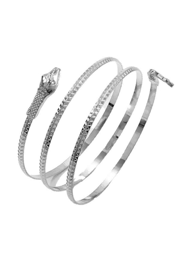Bracelet de bras fin serpent enroulé argent