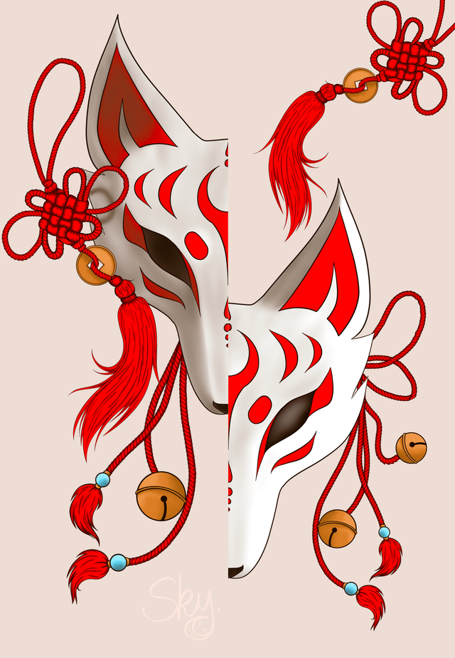 Marque page masque kitsune