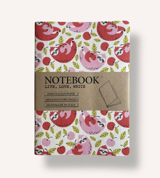 Handmade in Italy Notebook - Cherry Sloths