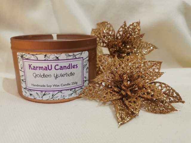 Golden Yuletide Soy Wax Candle 