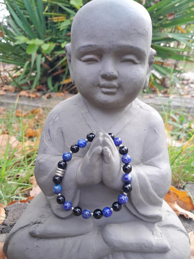 Bracelet argenté Lapis lazuli onyx