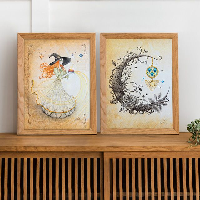 Pack Duo A4 : Sorcière éclairée &amp; La lune étincelante