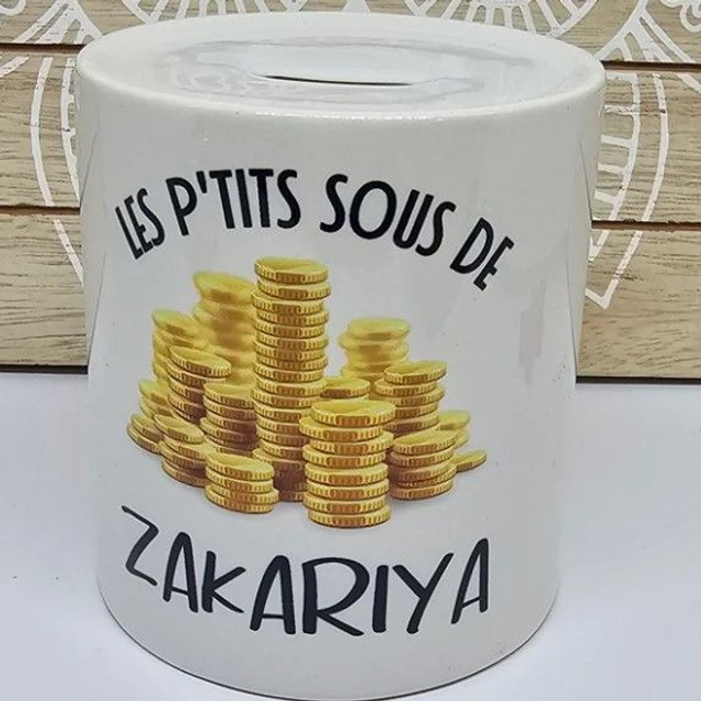 Tirelire céramique personnalisée &quot;les p&#039;tits sous de&quot;