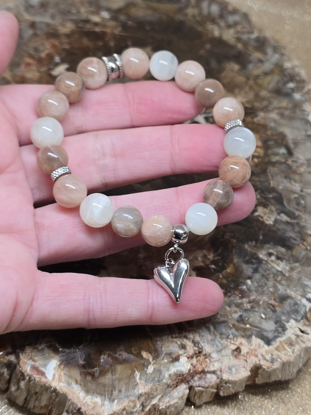 Bracelet Pierre de lune multicolore en 1 cm