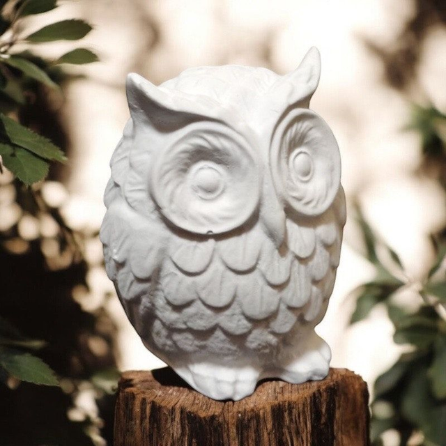 Kleine Mini Eule Tier Figur Weiß