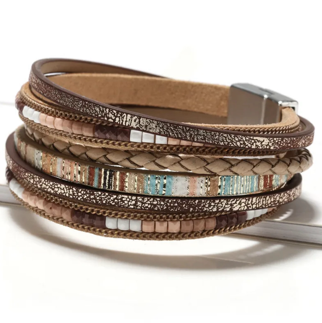 Multi Strand Stone Boho Wrap Bracelet