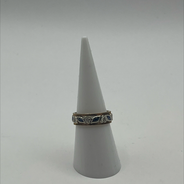 9ct Gold Eternity Ring – Blue &amp; White Spinels, Size M