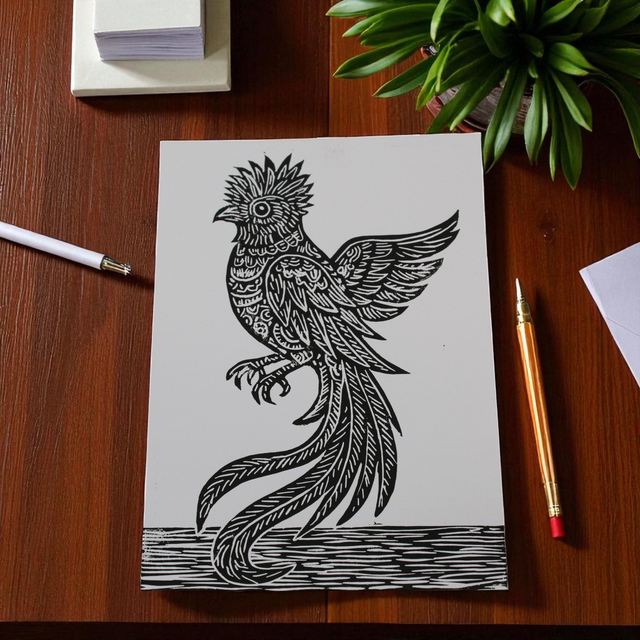Carte postale Alebrije - illustration "Quetzal"