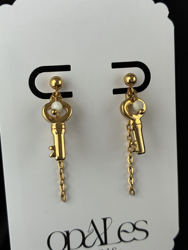 Boucles d'oreilles Clé du Coeur Doré