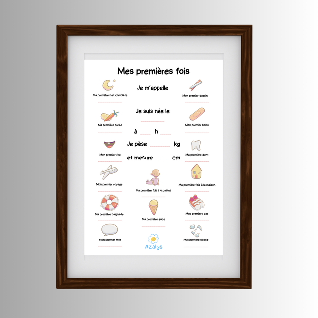 Affiche A4 illustrée – Les premières fois de bébé