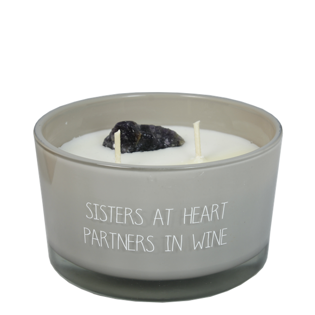 Geurkaars met kristal | Sisters at Heart, partners in wine
