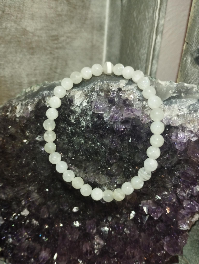 Bracelet Pierre de Lune Blanche 6mm