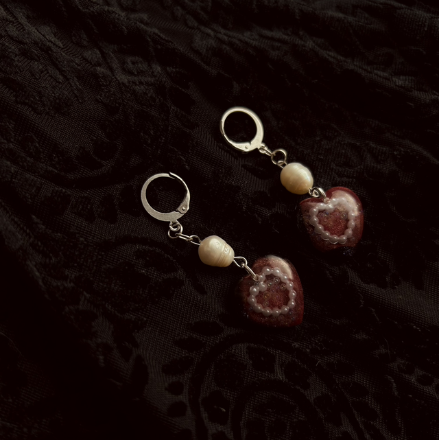 Heart and Pearl Earrings