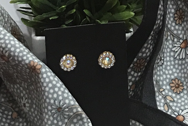 White Stone Stud Earrings- STU13