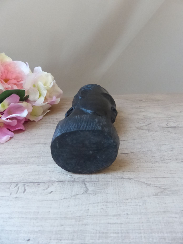 Buste sculpture africaine en bois brut fait main vintage décoration voyage souvenir artisanat afrique, Idée ambiance intérieur Africaine