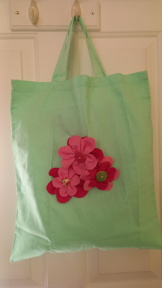 Hand sewn flower tote bag 