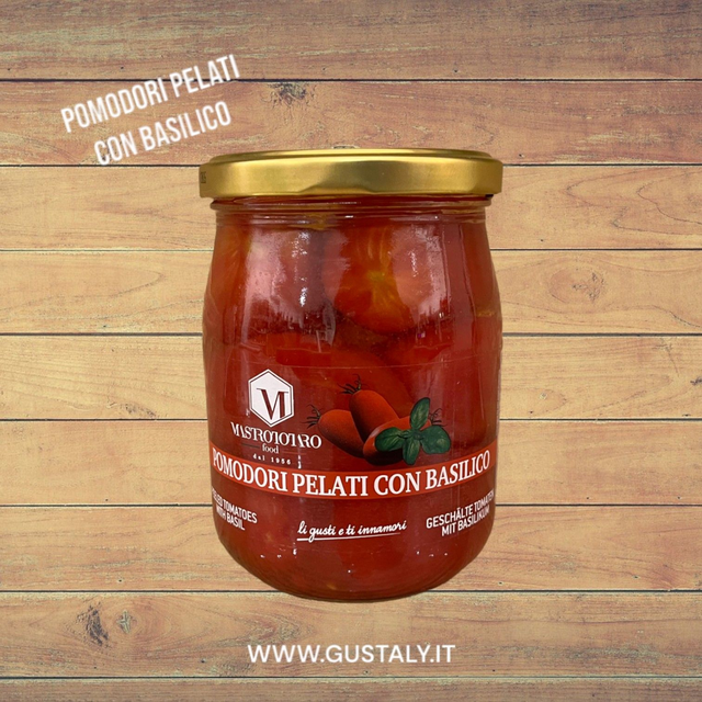 Pomodori pelati con basilico - 540gr - Mastrototaro Food