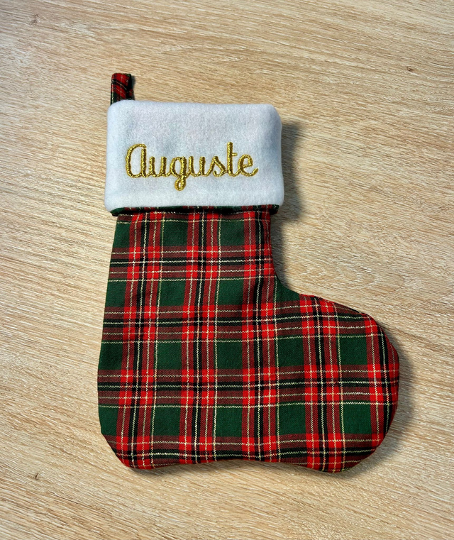 Chaussette de Noël Personnalisable Motif Carreau