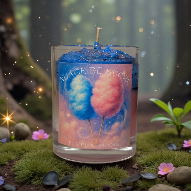 Bougie parfumée gourmande "Nuage de Sucre" (barbe à papa)
